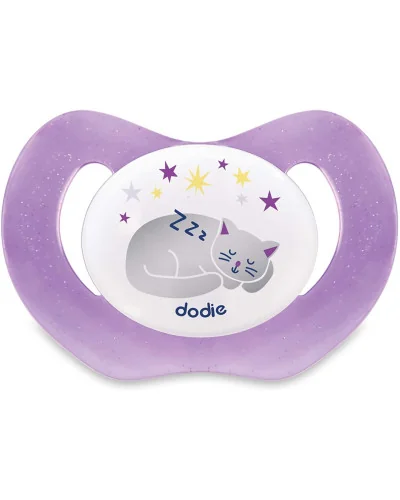 Chupete fisiológico de silicona Duo desde 18 meses Nuit Chat Dodie