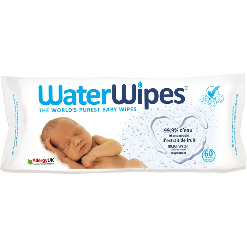 Lingettes Waterwipes - paquet de 60 lingettes
