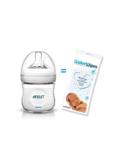 Natural 125 ml baby bottle Philips Avent + 10 free WaterWipes wipes