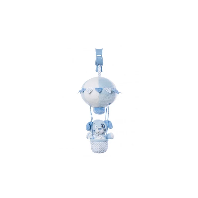 Sweet Woolly hot-air balloon rattle blue dog Saro Classic