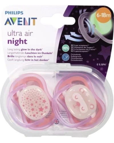 Sucette bébé Ultra Air Nuit Rose 6 -18 mois Philips Avent