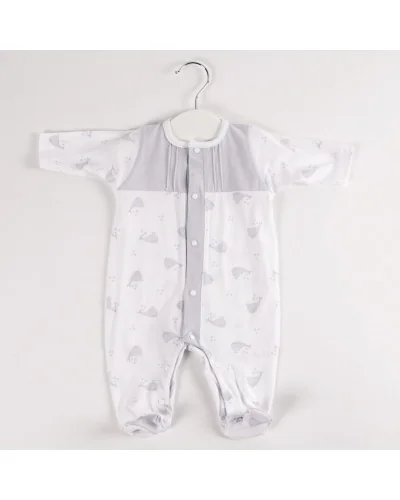 Baleine cotton sleepsuit grey 6 months Babidu