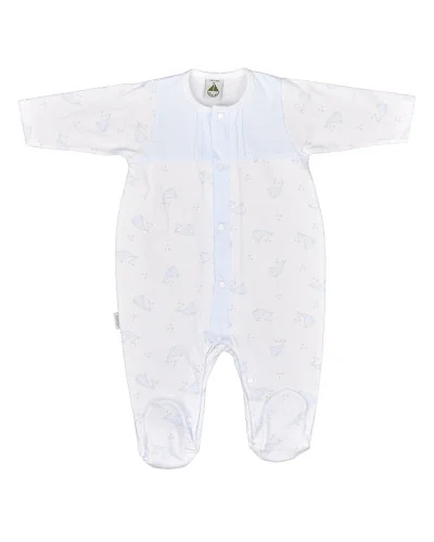 Baleine cotton sleepsuit blue 6 months Babidu