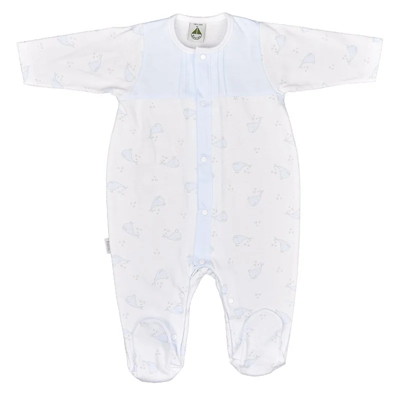 Grenouillère en coton bleu Baleine 3 mois Babidu