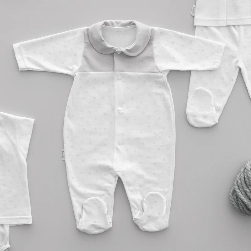 Cotton sleepsuit grey 6 months Babidu