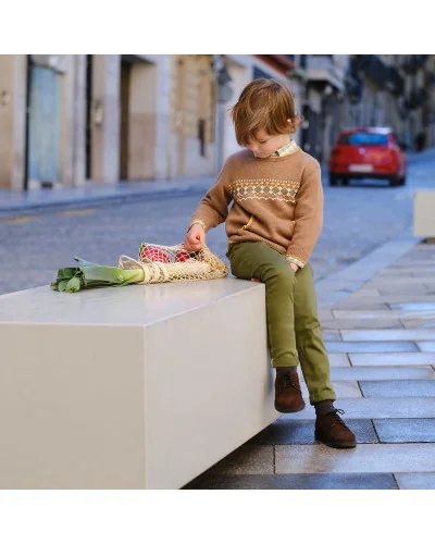 Pantalon en sergé Bleu Ciel Garçon Ginseng Tutto Piccolo 