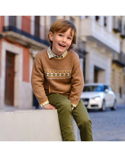 Pantalon en sergé Bleu Ciel Garçon Ginseng Tutto Piccolo 