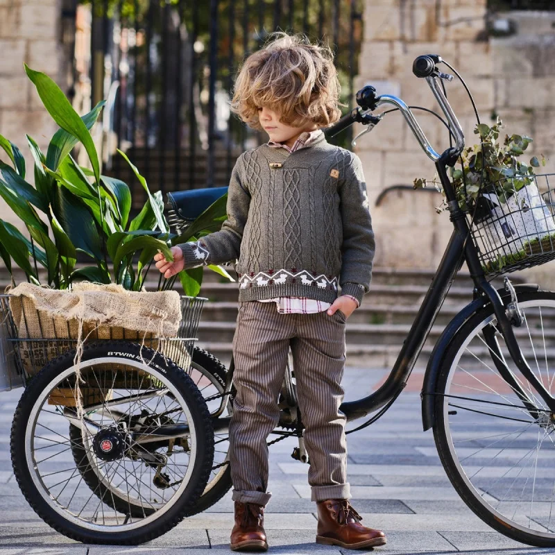 Pantalon en sergé Kaki Garçon Iris Tutto Piccolo Pantalon en sergé Kaki Garçon Iris Tutto Piccolo