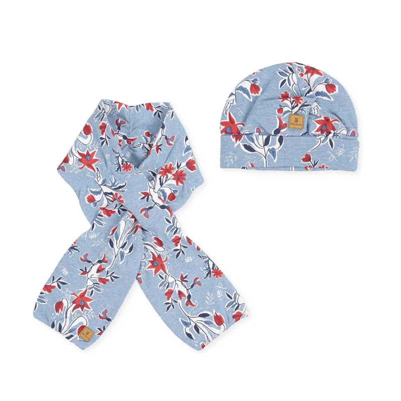 Tulipán girls' jersey hat and scarf Majorelle blue Tutto Piccolo