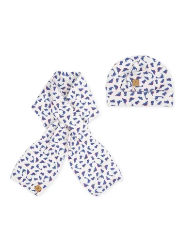 Gorro y bufanda de punto blanco 50 cm Tulipán niño Tutto Piccolo