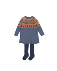Robe en tricot & Collants Indigo Fille Hortensia Tutto Piccolo