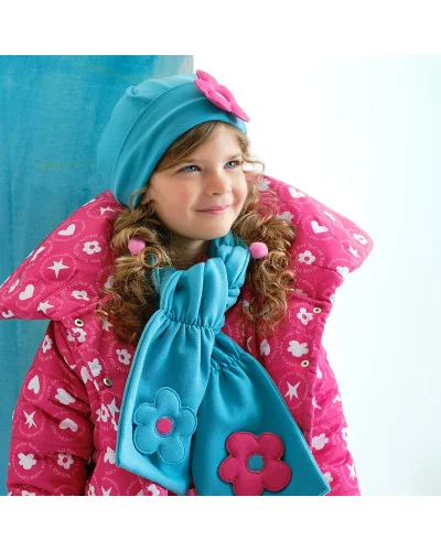 Ensemble bonnet et écharpe fille Flor vert herbe Agatha Ruiz de la Prada