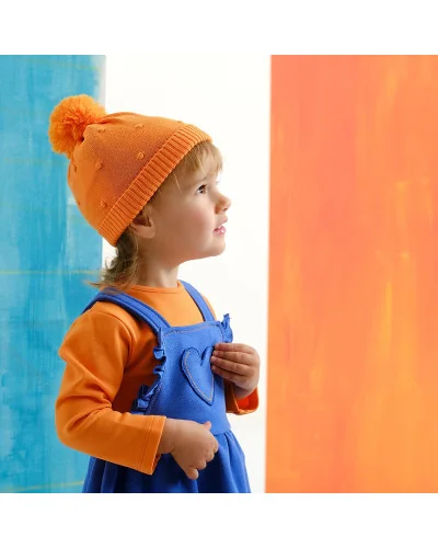 Bonnet et écharpe fille motif Bolas coloris mandarine Agatha Ruiz de la Prada