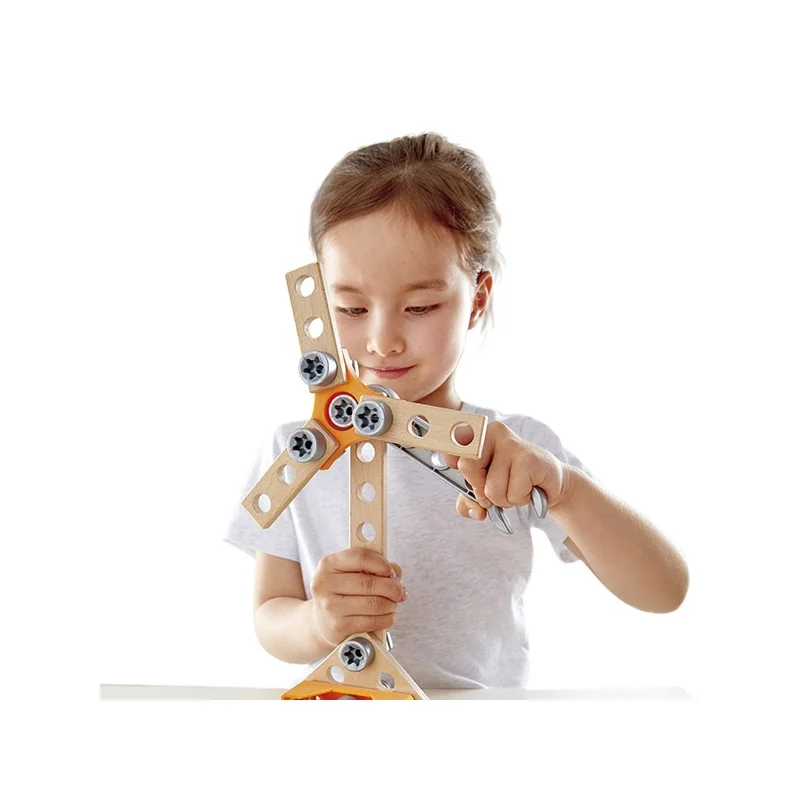 Kit d’expériences Junior Inventor de Hape, 42 pièces avec blocs, vis et outils
