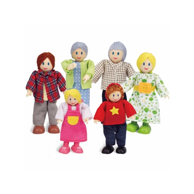 Famille de poupées en bois Hape, 6 personnages des grands-parents aux enfants