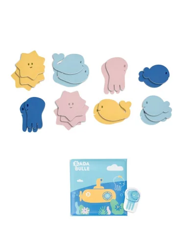 Livre de bain et marionnette avec stickers Badabulle