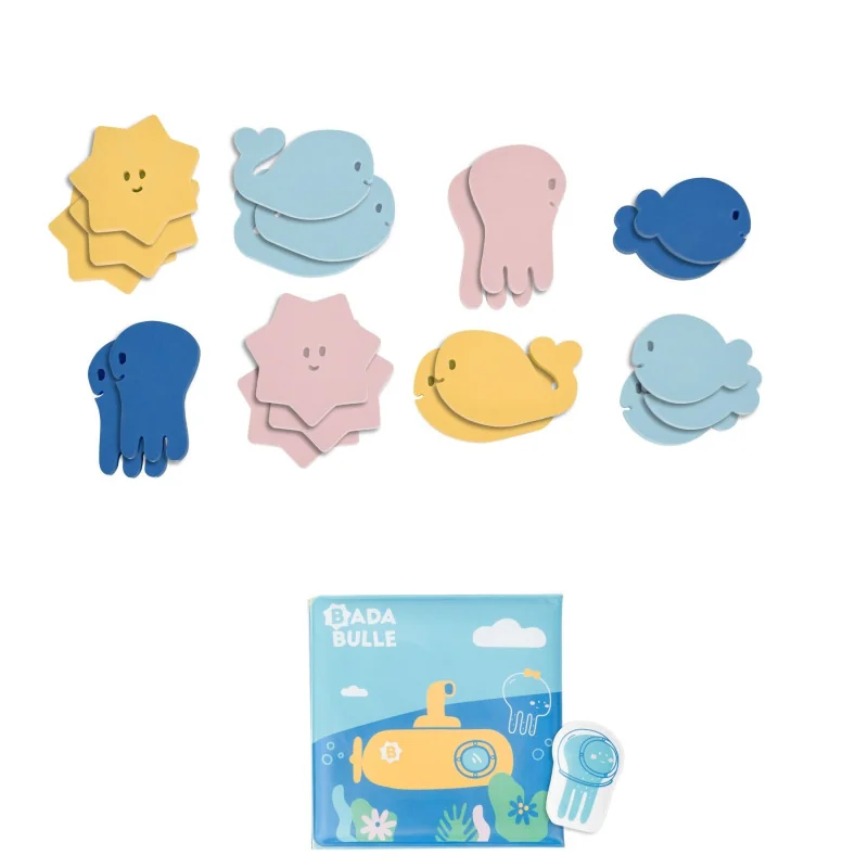 Livre de bain et marionnette avec stickers Badabulle