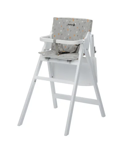 Chaise haute Nordik en bois avec coussin White/Warm Gray Bébé Confort
