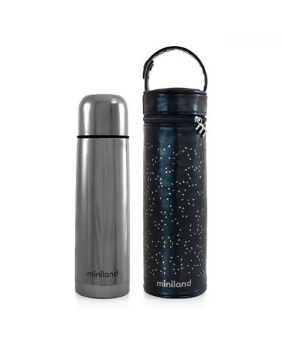 Thermos Deluxe Silver 500 ml avec pochette isotherme Miniland
