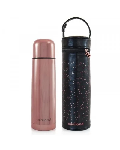 Thermos Deluxe rose 500 ml avec pochette isotherme Miniland