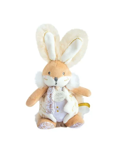 Lapin de Sucre comforter with pacifier clip and rattle Doudou et Compagnie