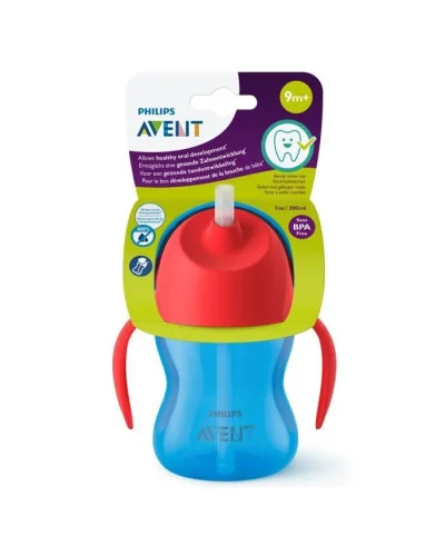 Tasse à Paille avec hanses 9 mois+ Bleu 200 ml Philips Avent