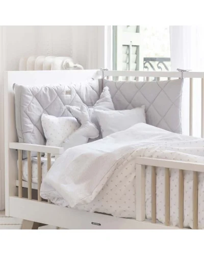 Funda nórdica y funda de almohada Dandelion gris 100 x 135 cm BonjourBébé Premium