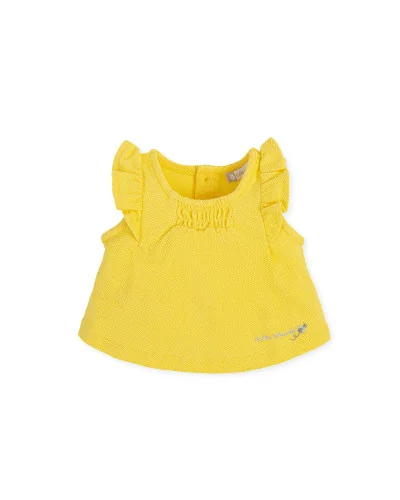 Abrazo girls' ruffled piqué T-shirt yellow Tutto Piccolo