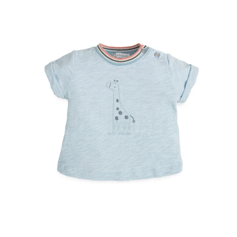 Camiseta azul Atlántico con jirafa Afecto bebé niño Tutto Piccolo