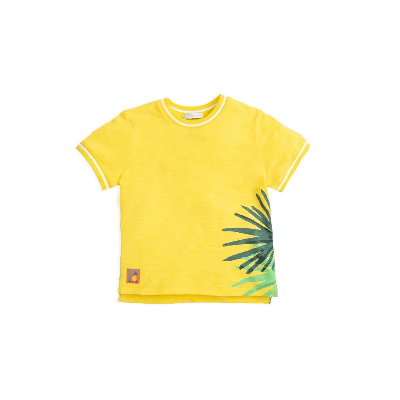 Camiseta amarilla estampado hojas B.Rebeldía niño Tutto Piccolo