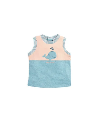 Camiseta sin mangas azul jaspeado con ballena B.Serena niño Tutto Piccolo