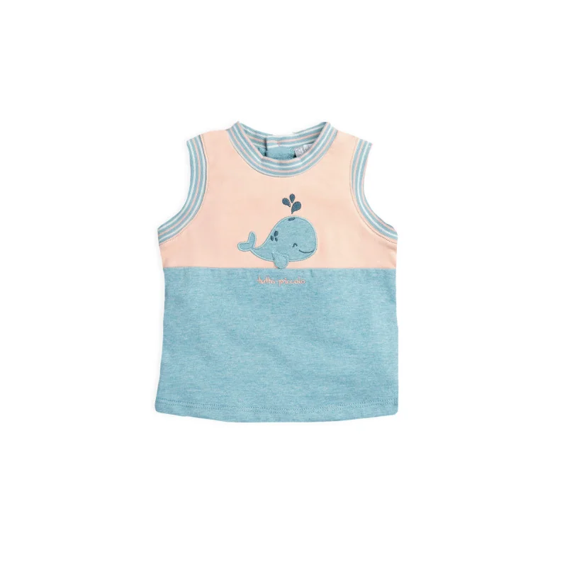 B.Serena boys' sleeveless whale T-shirt heather blue Tutto Piccolo