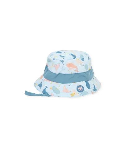 Chapeau bob motif baleine aigue-marine B.Serena Tutto Piccolo