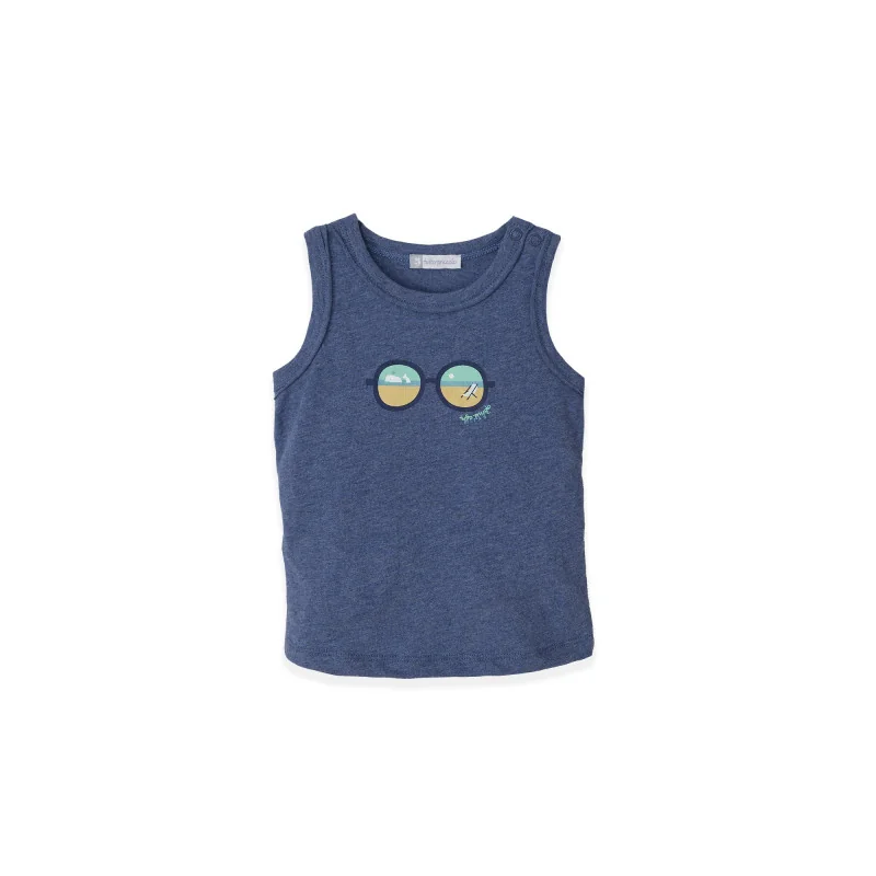 Camiseta sin mangas azul marino con gafas B.Te quiero niño Tutto Piccolo