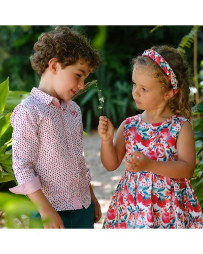 Camisa de popelín estampada roja Esperanza niño Tutto Piccolo