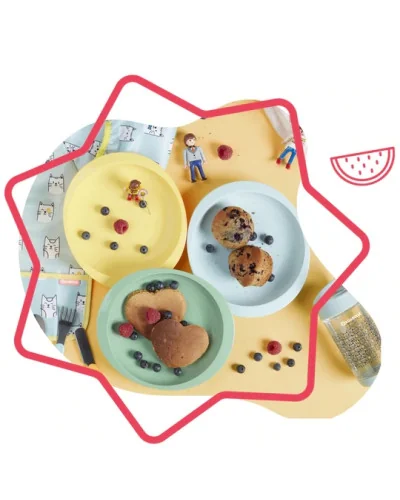 Assiettes antidérapantes, lot de 3, Badabulle