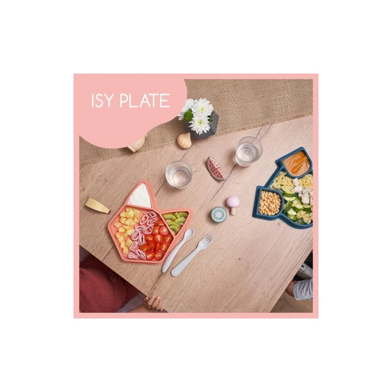 Assiette bébé compartimentée isy plate renard en silicone babymoov | la maison du bebe Assiette bébé compartimentée isy plate renard en silicone babymoov | la maison du bebe