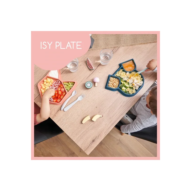 Assiette bébé compartimentée isy plate renard en silicone babymoov | la maison du bebe Assiette bébé compartimentée isy plate renard en silicone babymoov | la maison du bebe