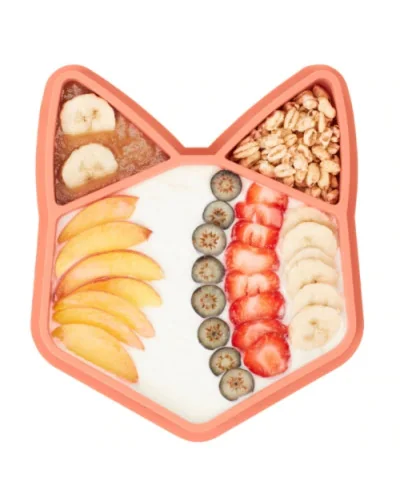 Assiette bébé compartimentée Isy Plate renard en silicone Babymoov