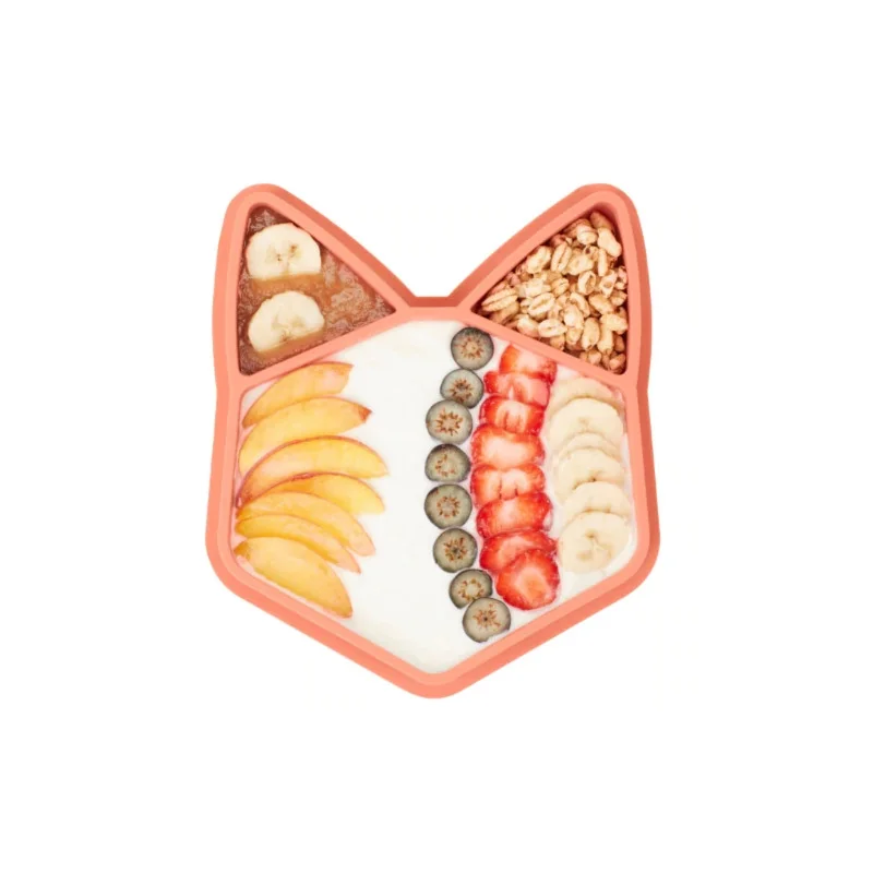 Assiette bébé compartimentée isy plate renard en silicone babymoov | la maison du bebe Assiette bébé compartimentée isy plate renard en silicone babymoov | la maison du bebe