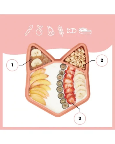 Assiette bébé compartimentée Isy Plate renard en silicone Babymoov