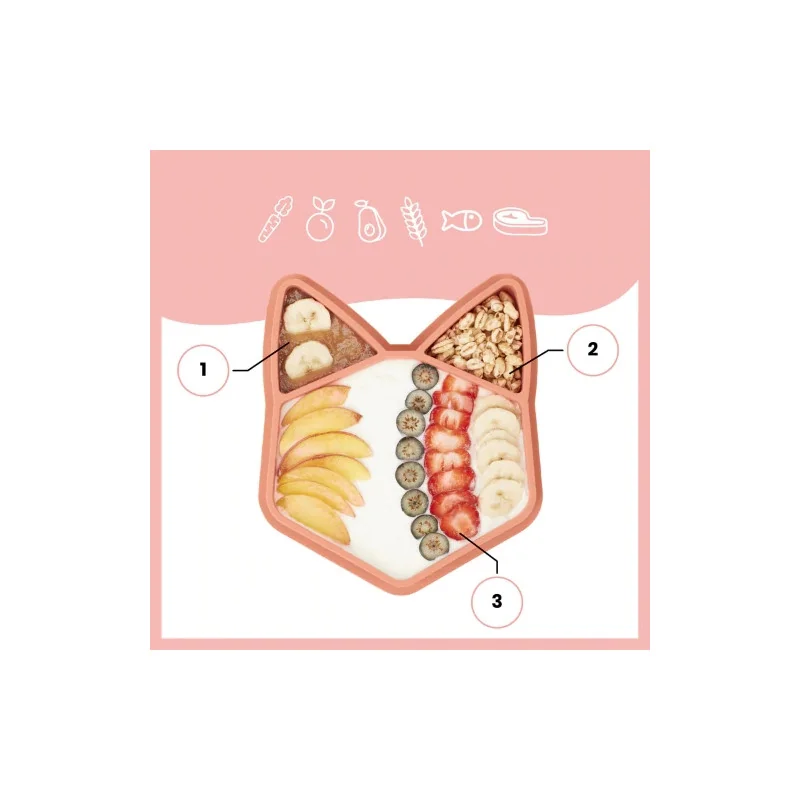 Assiette bébé compartimentée isy plate renard en silicone babymoov | la maison du bebe Assiette bébé compartimentée isy plate renard en silicone babymoov | la maison du bebe