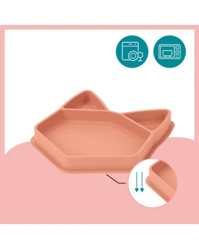Assiette bébé compartimentée isy plate renard en silicone babymoov | la maison du bebe