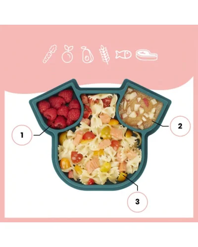 Assiette bébé compartimentée Isy Plate chien en silicone Babymoov