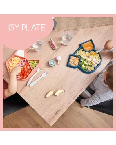 Assiette compartimentée isy plate chien en silicone babymoov | la maison du bebe