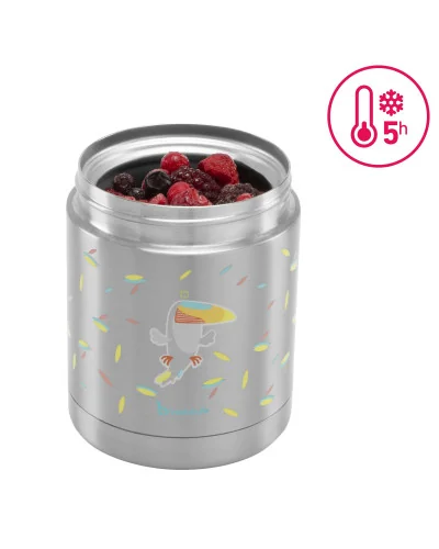 Thermobox toucan - Boîte Isotherme Chaud / Froid en Inox - 350 ml Badabulle