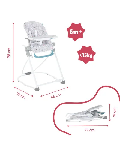 Chaise haute compacte Chevron grise Badabulle