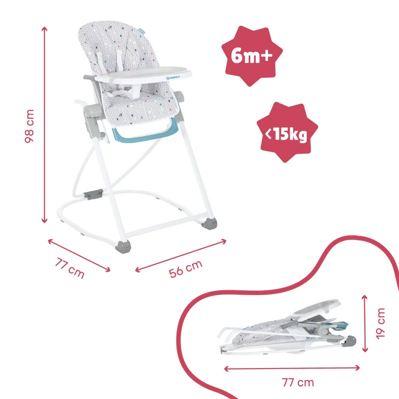 Chaise haute compacte Chevron grise Badabulle - vue 2