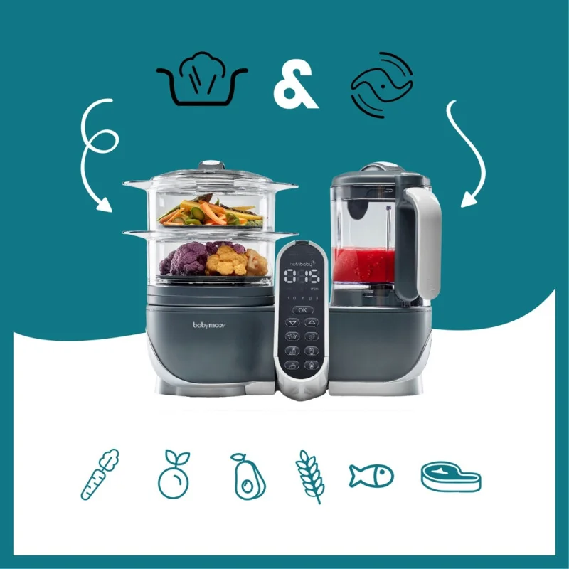 Cuiseur a vapeur Nutribaby(+) Industrial Grey Babymoov | la maison du bebe