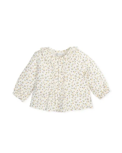 Blusa de viscosa estampado de flores Chistera niña blanco Tutto Piccolo
